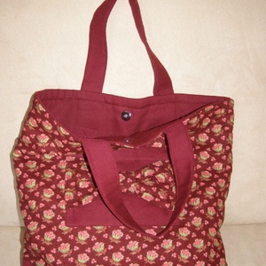 Masnis, bordó, virágmintás kis szatyor - táska & tok - kézitáska & válltáska - kézitáska - Meska.hu