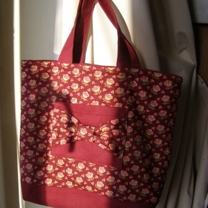 Masnis, bordó, virágmintás kis szatyor - táska & tok - kézitáska & válltáska - kézitáska - Meska.hu