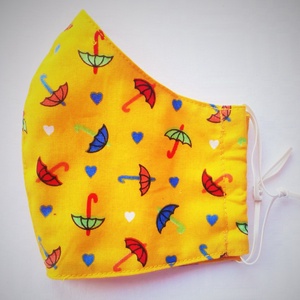 Színes esernyők - sárga alapon M női méret szájmaszk, Ruha & Divat, Maszk, Arcmaszk, Női, Varrás, MESKA