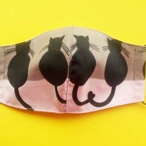 FEKETE CICÁK - NŐI méretű arcmaszk pamutból, Ruha & Divat, Maszk, Arcmaszk, Varrás, MESKA