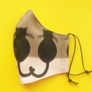 FEKETE CICÁK - NŐI méretű arcmaszk pamutból - ruha & divat - maszk, arcmaszk - Meska.hu