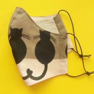 FEKETE CICÁK - NŐI méretű arcmaszk pamutból - ruha & divat - maszk, arcmaszk - Meska.hu