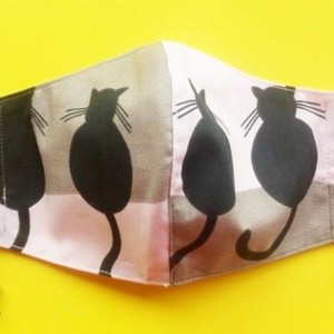 FEKETE CICÁK - NŐI méretű arcmaszk pamutból, Ruha & Divat, Maszk, Arcmaszk, Varrás, MESKA