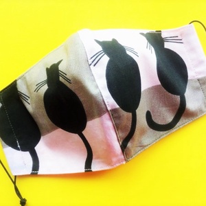 FEKETE CICÁK - NŐI méretű arcmaszk pamutból - ruha & divat - maszk, arcmaszk - Meska.hu