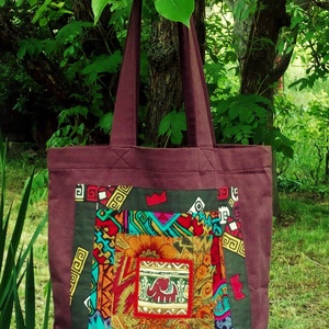 ELEFÁNTOS patchwork bevásárló szatyor erős vászonból - táska & tok - bevásárlás & shopper táska - Meska.hu