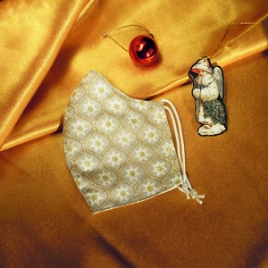 Csillagmintás karácsonyi,  alkalmi M méretű női maszk - ruha & divat - maszk, arcmaszk - Meska.hu