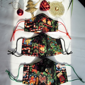 3 db karácsonyi, családi - minőségi pamut maszk - M, S, XS  méretben, kedvezménnyel, Maszk, Arcmaszk, Női, Varrás, MESKA