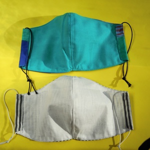 2 db kék-zöld és szürke csíkos-kockás M méretű arcmaszk - ruha & divat - maszk, arcmaszk - Meska.hu