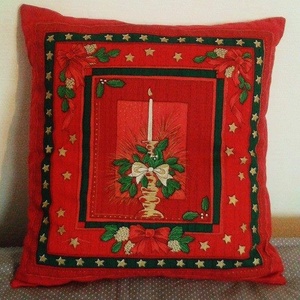 Gyertyás, karácsonyi PÁRNAHUZAT pamutból, Otthon & Életmód, Lakástextil, Párna & Párnahuzat, Varrás, MESKA