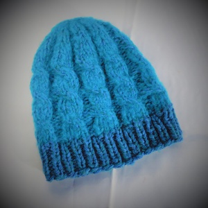 Balaton-kék csavartmintás sapka - ruha & divat - sál, sapka, kendő - sapka - Meska.hu