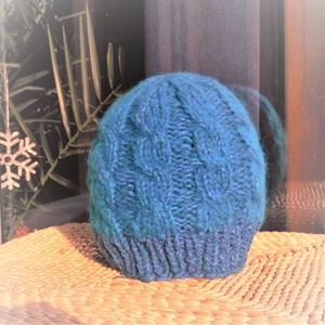 Balaton-kék csavartmintás sapka - ruha & divat - sál, sapka, kendő - sapka - Meska.hu