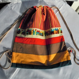 Csíkos, színes, pamut gymbag, hátizsák, tornazsák -  - Meska.hu