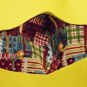 Szolíd karácsonyi mintás M méretű maszk, Maszk, Arcmaszk, Varrás, MESKA