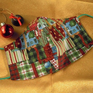 Szolíd karácsonyi mintás M méretű maszk -  - Meska.hu