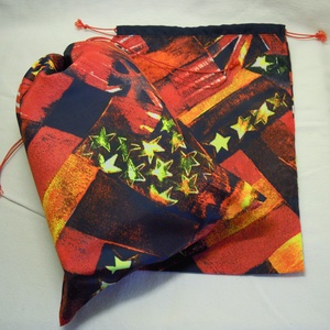 2 db cipőzsák - piros-fekete-sárga, csillagos, orkán anyagból - könnyű és praktikus, Táska & Tok, Mosó & cipő zsák, Varrás, MESKA