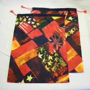 2 db cipőzsák - piros-fekete-sárga, csillagos, orkán anyagból - könnyű és praktikus - táska & tok - mosó & cipő zsák - Meska.hu