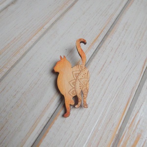 Indiai mintájú cica,macska fa bross, kitűző -  - Meska.hu