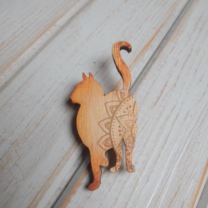 Indiai mintájú cica,macska fa bross, kitűző -  - Meska.hu