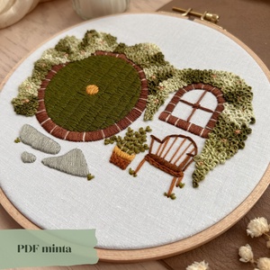 Hobbitlak kezdőbarát PDF minta és segédanyag, digitális hímzés tutorial videóval - Meska.hu