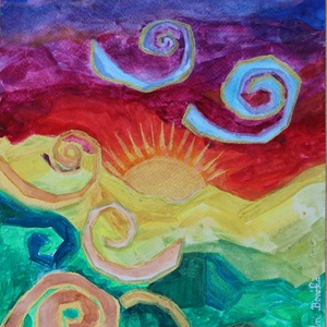 Naplemente, Művészet, Festmény, Akvarell, Festészet, MESKA