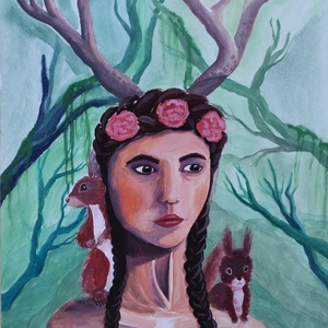 Mókusokkal - művészet - festmény - festmény vegyes technika - Meska.hu