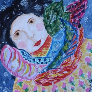 Hóesésben, Művészet, Festmény, Akvarell, Festészet, MESKA