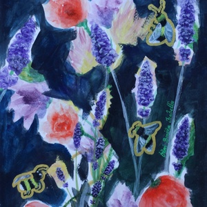 Éjjeli levendulák, Művészet, Festmény, Festmény vegyes technika, Festészet, MESKA