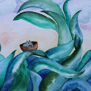 Cica a Hullámok Hátán , Művészet, Festmény, Akvarell, Festészet, MESKA