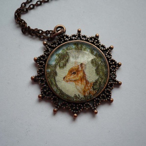 Szarvas a meséből - vörösréz medálos nyaklánc, Ékszer, Nyaklánc, Medálos nyaklánc, Ékszerkészítés, Decoupage, transzfer és szalvétatechnika, MESKA