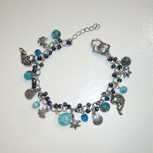 Tenger kincsei - kék, türkiz, ezüst karkötő -  - Meska.hu