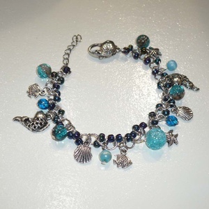 Tenger kincsei - kék, türkiz, ezüst karkötő -  - Meska.hu