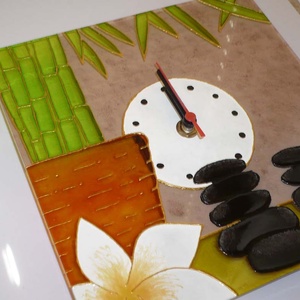 Feng shui - egyedi festett üveg falióra  - otthon & életmód - dekoráció - fali és függő dekoráció - falióra & óra - Meska.hu