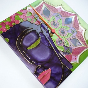 Múlt-Jelen-Jövő - Buddha Mandalával - egyedi festett üveg falióra - otthon & életmód - dekoráció - Meska.hu