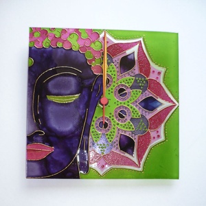 Múlt-Jelen-Jövő - Buddha Mandalával - egyedi festett üveg falióra - otthon & életmód - dekoráció - Meska.hu