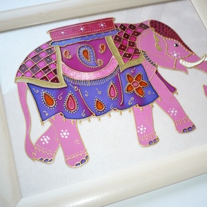 Indiai Elefánt - üvegre festett falikép - otthon & lakás - dekoráció - kép & falikép - üvegkép - Meska.hu