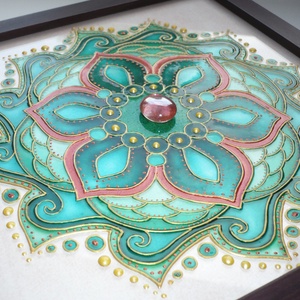 Smaragd Varázslat - üvegfestett mandala falikép -  - Meska.hu