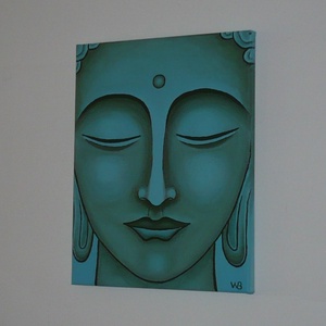Türkiz Buddha - egyedi akril festmény, falikép 24x30 - otthon & életmód - dekoráció - kép & falikép - vászonkép - Meska.hu