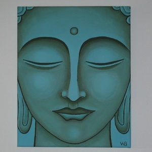 Türkiz Buddha - egyedi akril festmény, falikép 24x30 - otthon & életmód - dekoráció - kép & falikép - vászonkép - Meska.hu