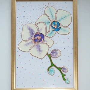 Orchideák - üvegre festett falikép, festmény - otthon & életmód - dekoráció - kép & falikép - üvegkép - Meska.hu