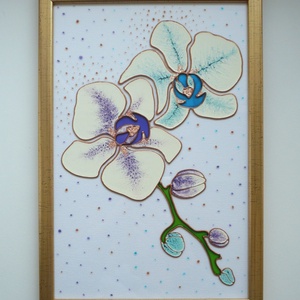 Orchideák - üvegre festett falikép, festmény - otthon & életmód - dekoráció - kép & falikép - üvegkép - Meska.hu