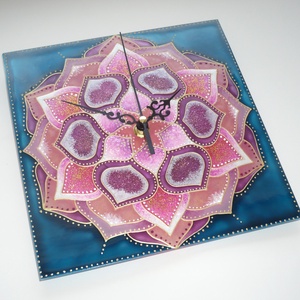 Elegancia - egyedi festett mandala üveg falióra - otthon & életmód - dekoráció - fali és függő dekoráció - falióra & óra - Meska.hu