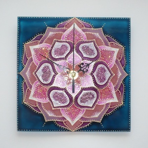 Elegancia - egyedi festett mandala üveg falióra - otthon & életmód - dekoráció - fali és függő dekoráció - falióra & óra - Meska.hu