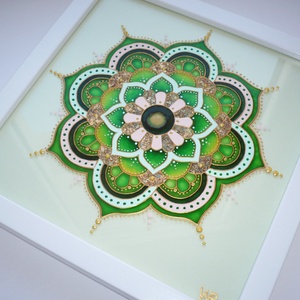 Belső Újjászületés - üvegre festett mandala falikép, festmény - otthon & lakás - dekoráció - spiritualitás - mandala - Meska.hu