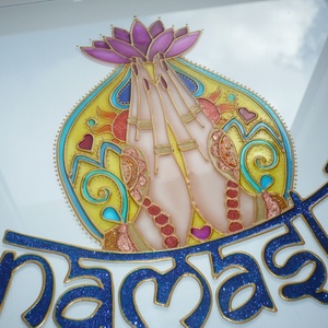 Namaste - üvegre festett falikép, festmény - otthon & lakás - dekoráció - kép & falikép - üvegkép - Meska.hu