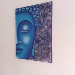 Kék Buddha - egyedi akril festmény, falikép 30x40 - művészet - festmény - akril - Meska.hu