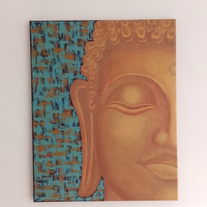 Arany Buddha - egyedi akril festmény, falikép 40x50, Művészet, Festmény, Akril, Festett tárgyak, Festészet, MESKA