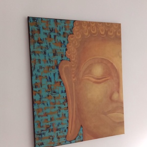 Arany Buddha - egyedi akril festmény, falikép 40x50 - művészet - festmény - akril - Meska.hu