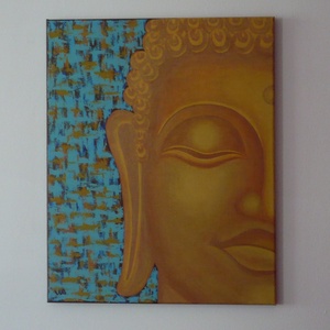 Arany Buddha - egyedi akril festmény, falikép 40x50 - művészet - festmény - akril - Meska.hu