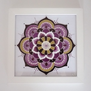 Máyva-arany - üvegre festett mandala falikép, festmény, Otthon & Életmód, Dekoráció, Kép & Falikép, Üvegkép, Festett tárgyak, Üvegművészet, MESKA