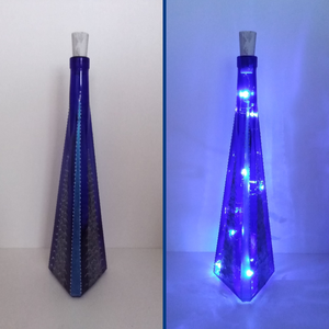 Kék-ezüst üveglámpás - egyedi festett üveg bottlelamp, Otthon & Életmód, Lámpa, Hangulatlámpa, Festett tárgyak, Üvegművészet, MESKA